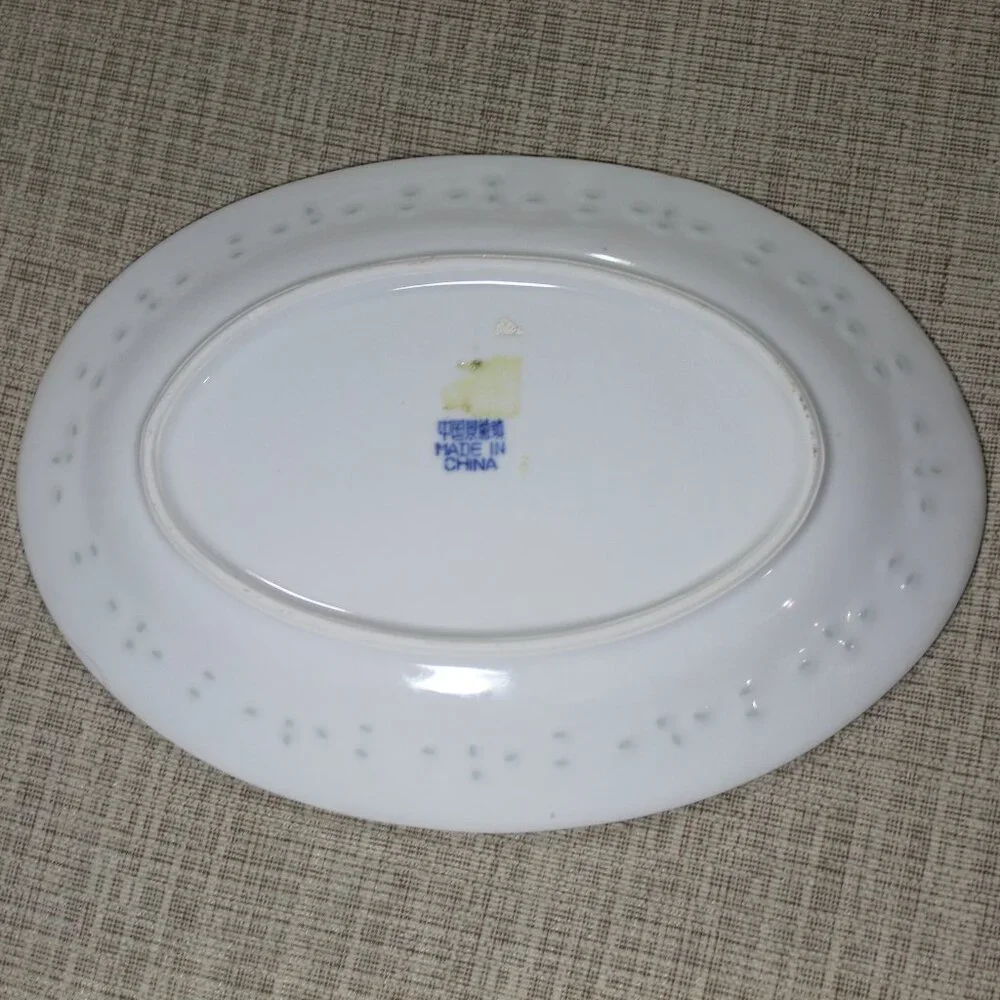 Vintage Porcelain Chinese Rice Grain Dragon Pattern 12